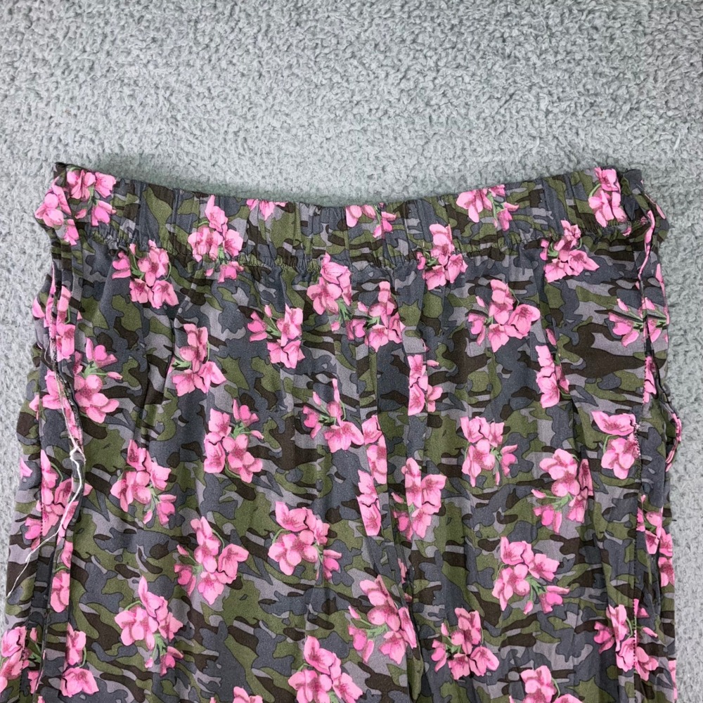 Wide Leg Floral Camo Pants XL Relaxed Lightweight Boho Eclectic Utility Chic